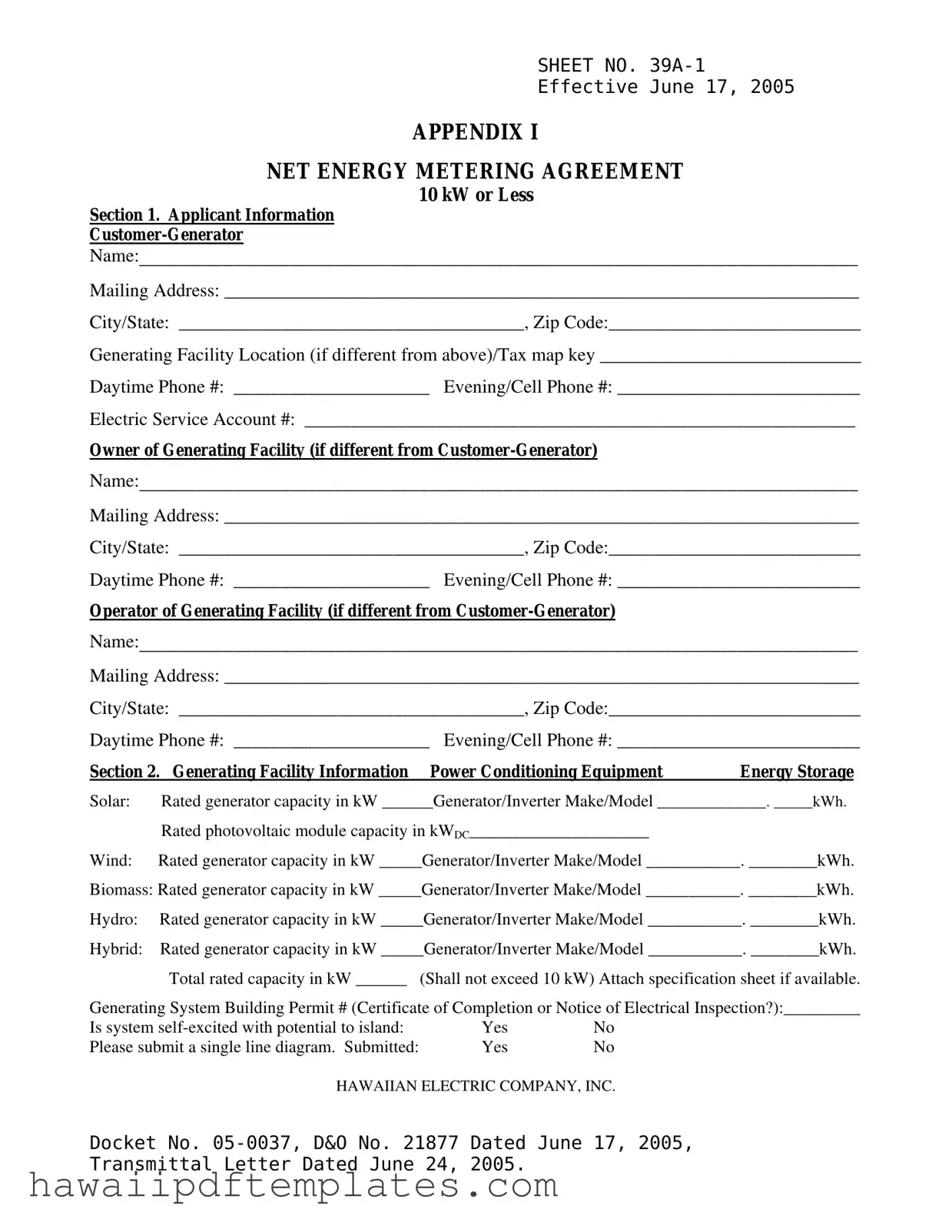Hawaii 39A PDF Form