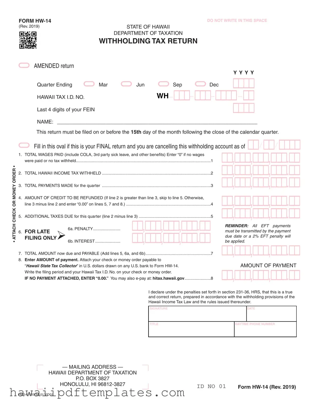Hawaii Hw 14 PDF Form