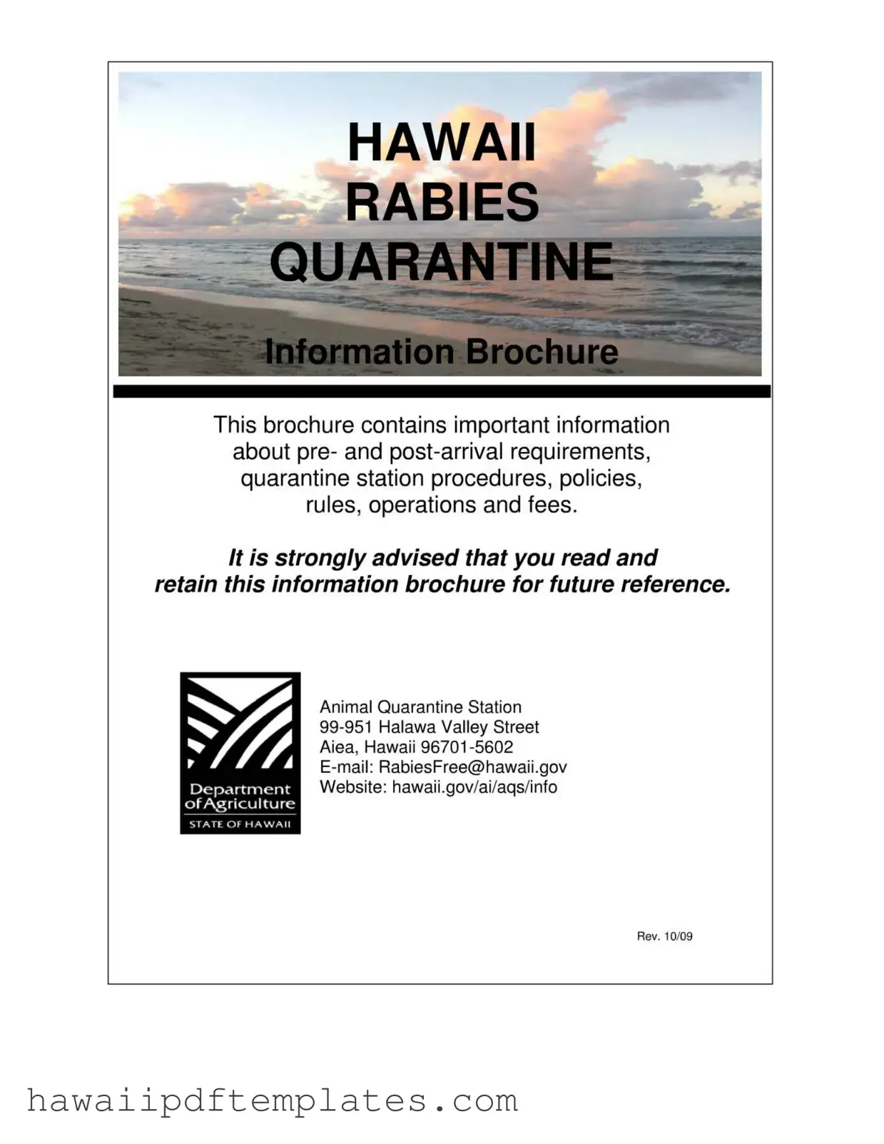 Hawaii Quarantine PDF Form