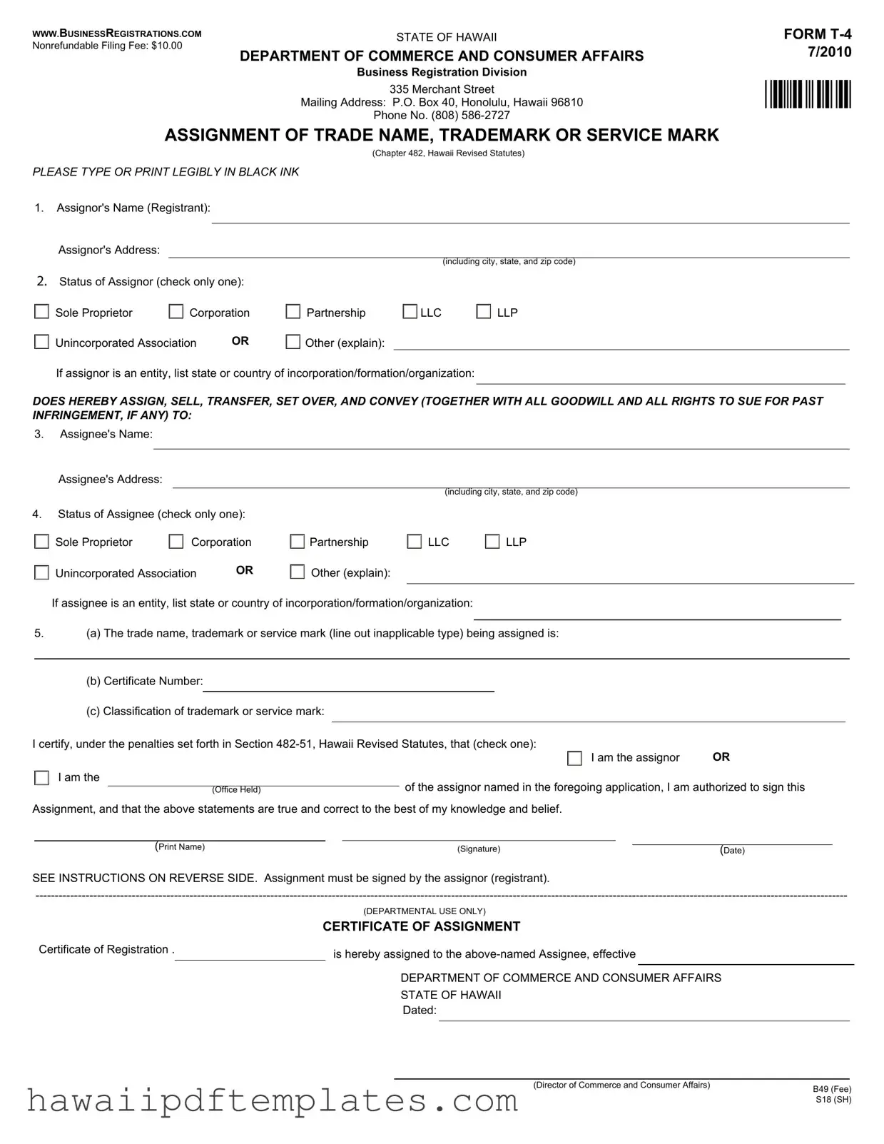 Hawaii T 4 PDF Form