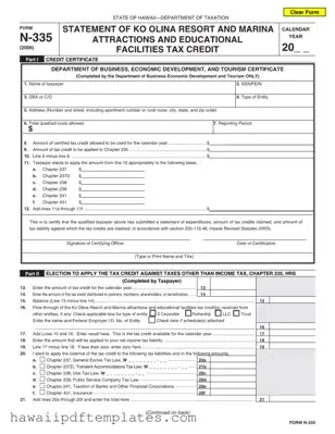 Hawaii N 335 PDF Form