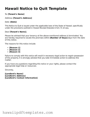 Free Notice to Quit Document for Hawaii State