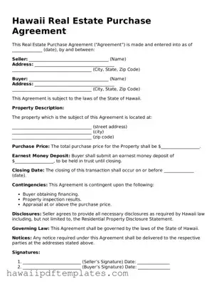Free Real Estate Purchase Agreement Document for Hawaii State