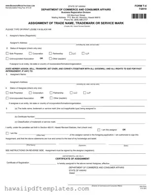Hawaii T 4 PDF Form