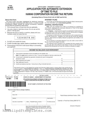 N 301 Hawaii PDF Form