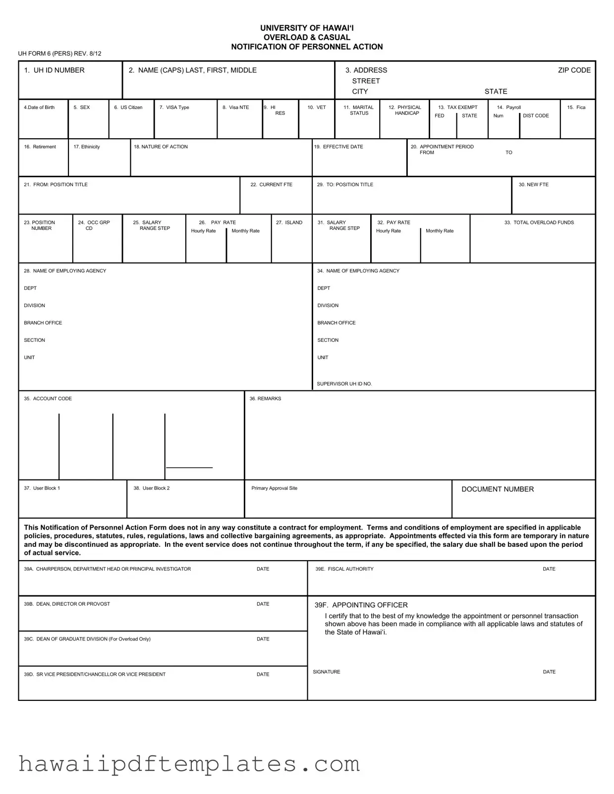 Uh 6 Hawaii PDF Form